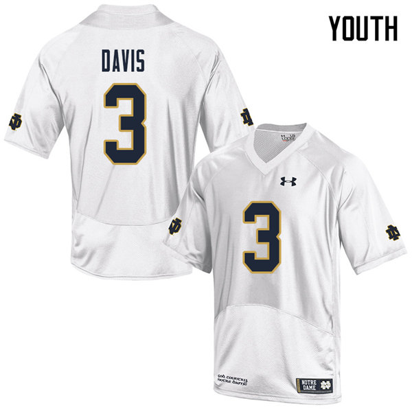 Youth #3 Avery Davis Notre Dame Fighting Irish College Football Jerseys Sale-White - Click Image to Close